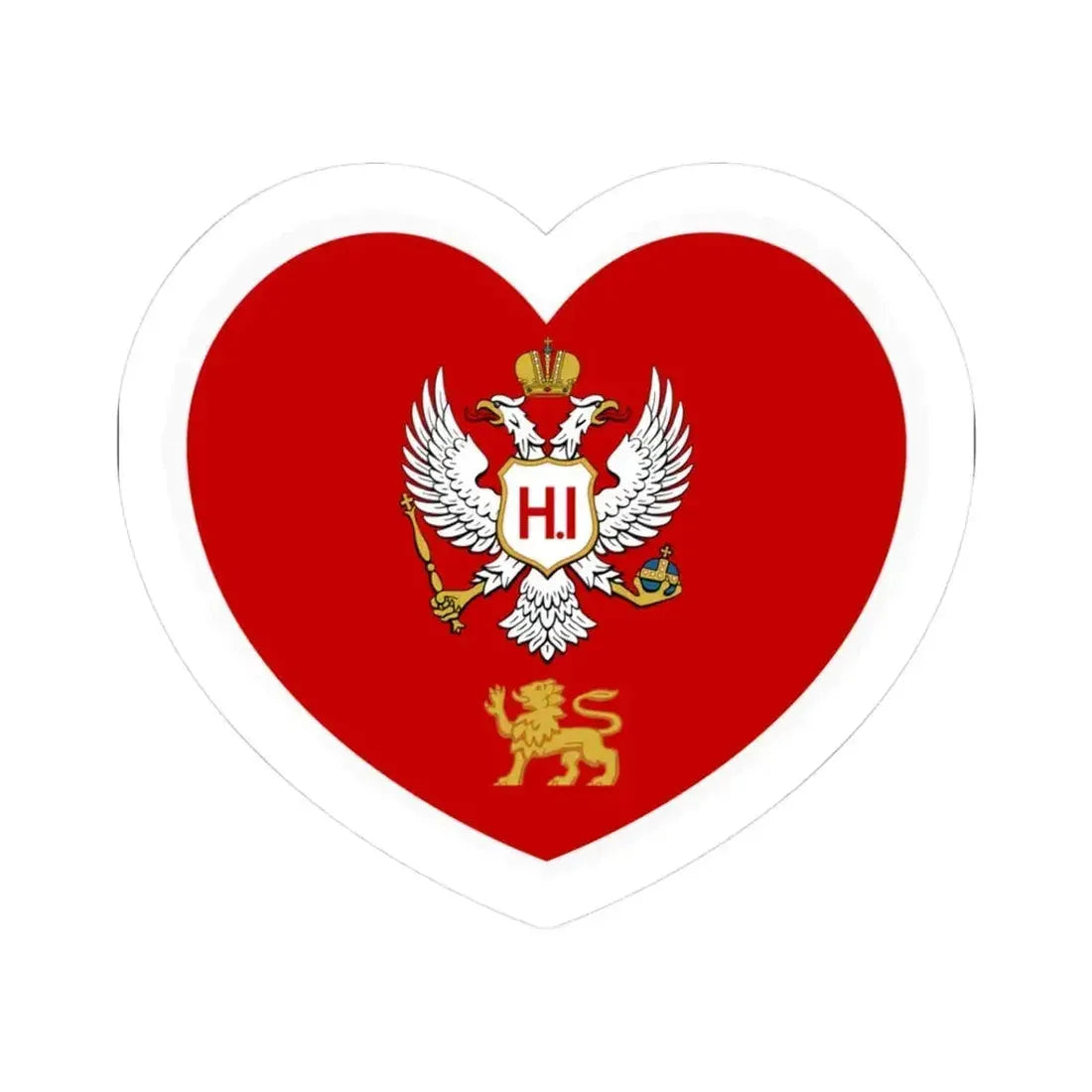 Heart Flag of Montenegro 1860-1905 - STICKER Vinyl Kiss-Cut Decal 3 Inch White - The Sticker Space