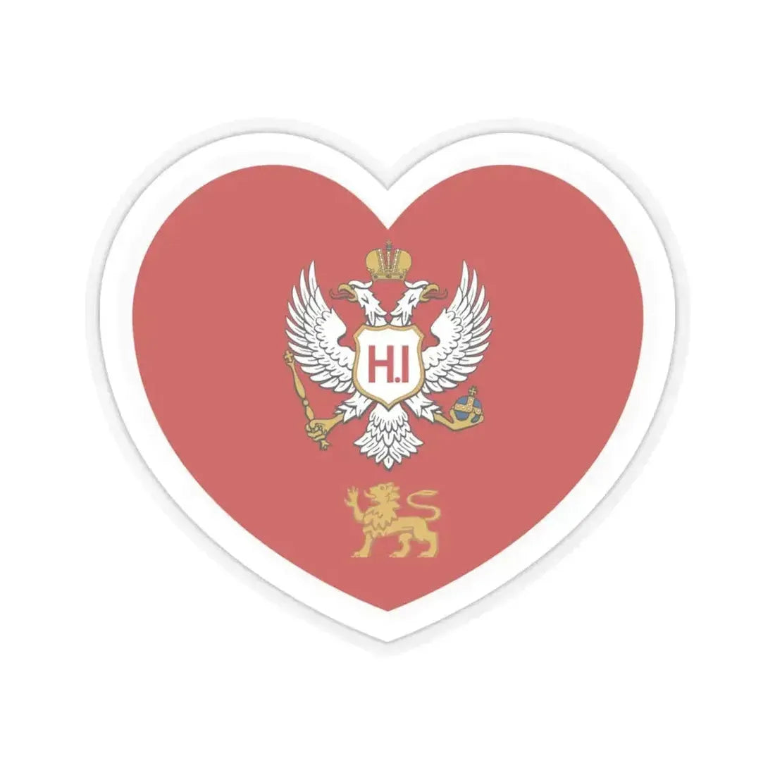 Heart Flag of Montenegro 1860-1905 - STICKER Vinyl Kiss-Cut Decal 4 Inch Transparent - The Sticker Space