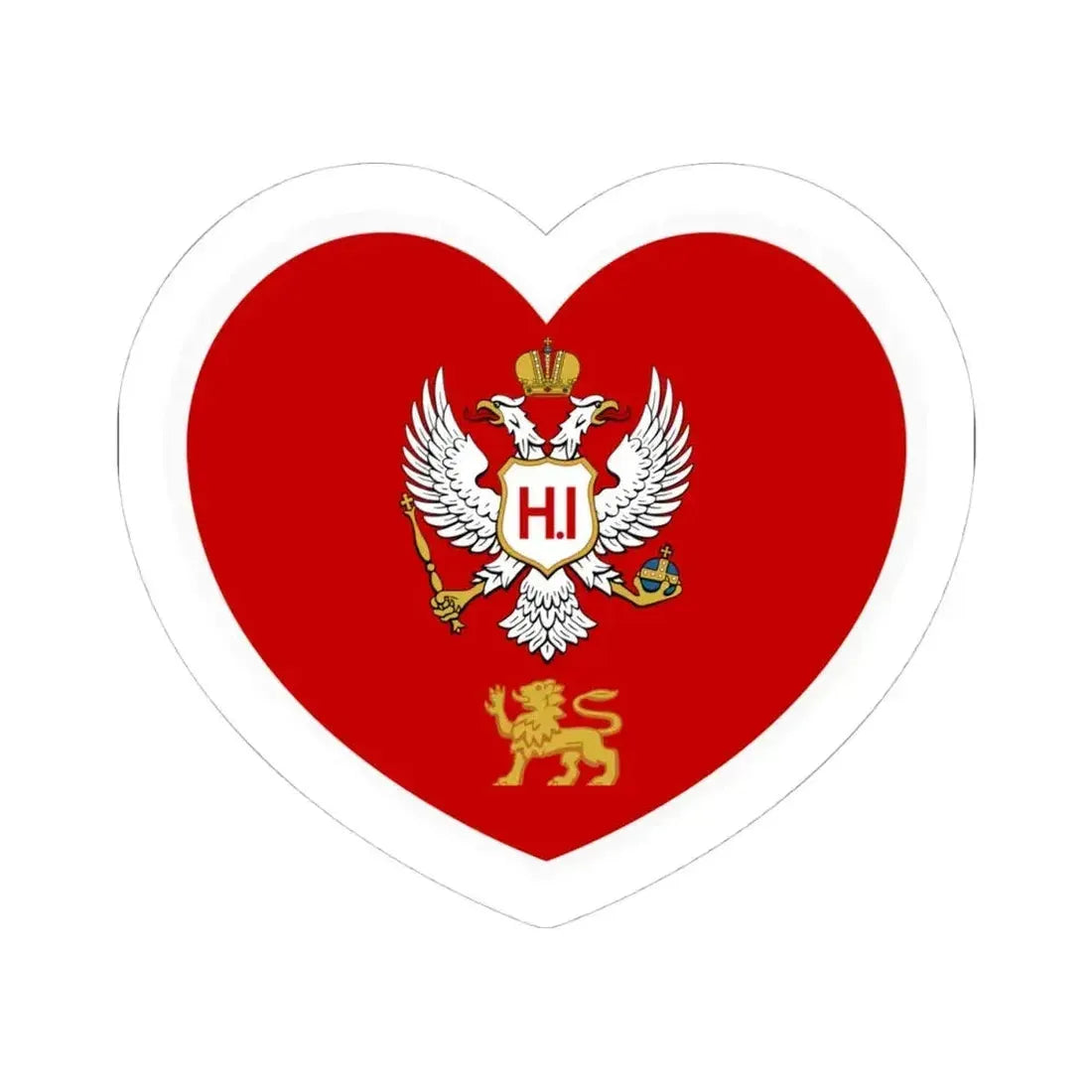 Heart Flag of Montenegro 1860-1905 - STICKER Vinyl Kiss-Cut Decal 4 Inch White - The Sticker Space