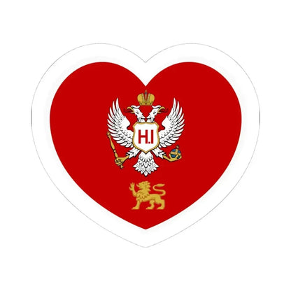 Heart Flag of Montenegro 1860-1905 - STICKER Vinyl Kiss-Cut Decal 4 Inch White - The Sticker Space