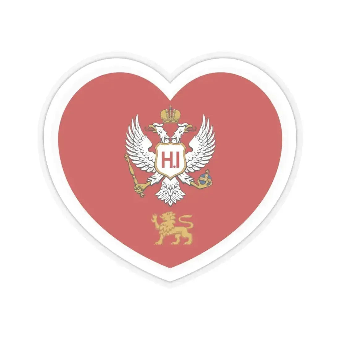 Heart Flag of Montenegro 1860-1905 - STICKER Vinyl Kiss-Cut Decal 6 Inch Transparent - The Sticker Space