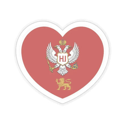 Heart Flag of Montenegro 1860-1905 - STICKER Vinyl Kiss-Cut Decal 6 Inch Transparent - The Sticker Space