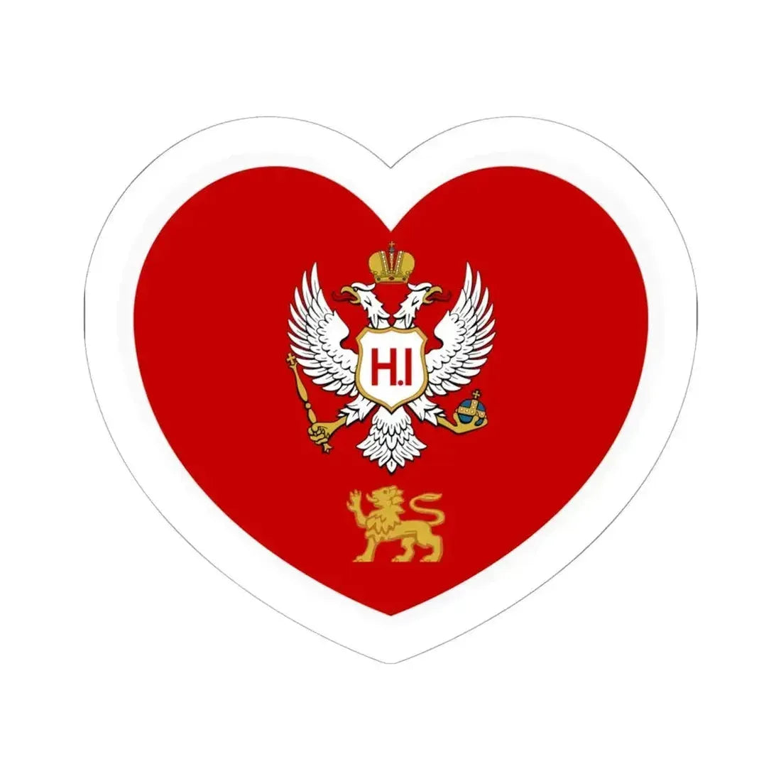 Heart Flag of Montenegro 1860-1905 - STICKER Vinyl Kiss-Cut Decal 6 Inch White - The Sticker Space