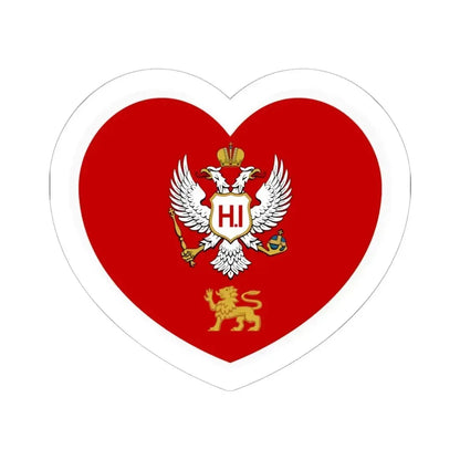 Heart Flag of Montenegro 1860-1905 - STICKER Vinyl Kiss-Cut Decal 6 Inch White - The Sticker Space