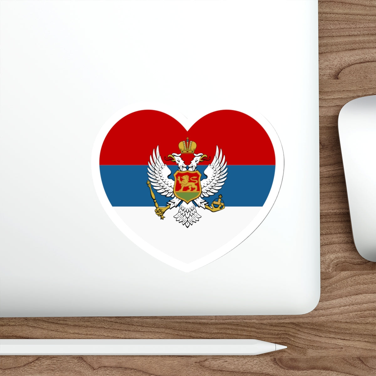 Heart Flag of Montenegro 1905-1918 - STICKER Vinyl Die-Cut Decal-The Sticker Space