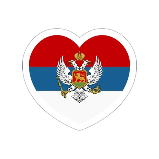 Heart Flag of Montenegro 1905-1918 - STICKER Vinyl Die-Cut Decal White Die-Cut 2 Inch - The Sticker Space