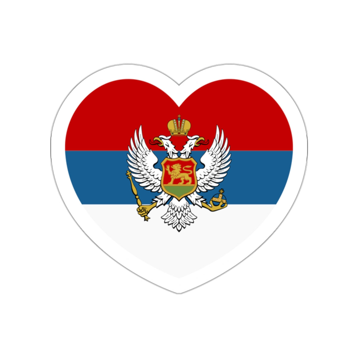 Heart Flag of Montenegro 1905-1918 - STICKER Vinyl Die-Cut Decal-White-The Sticker Space