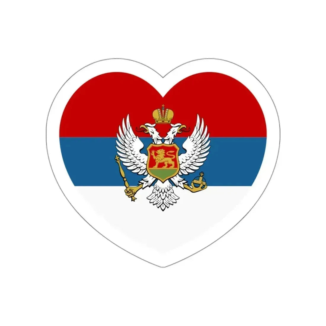 Heart Flag of Montenegro 1905-1918 - STICKER Vinyl Die-Cut Decal White Die-Cut 3 Inch - The Sticker Space