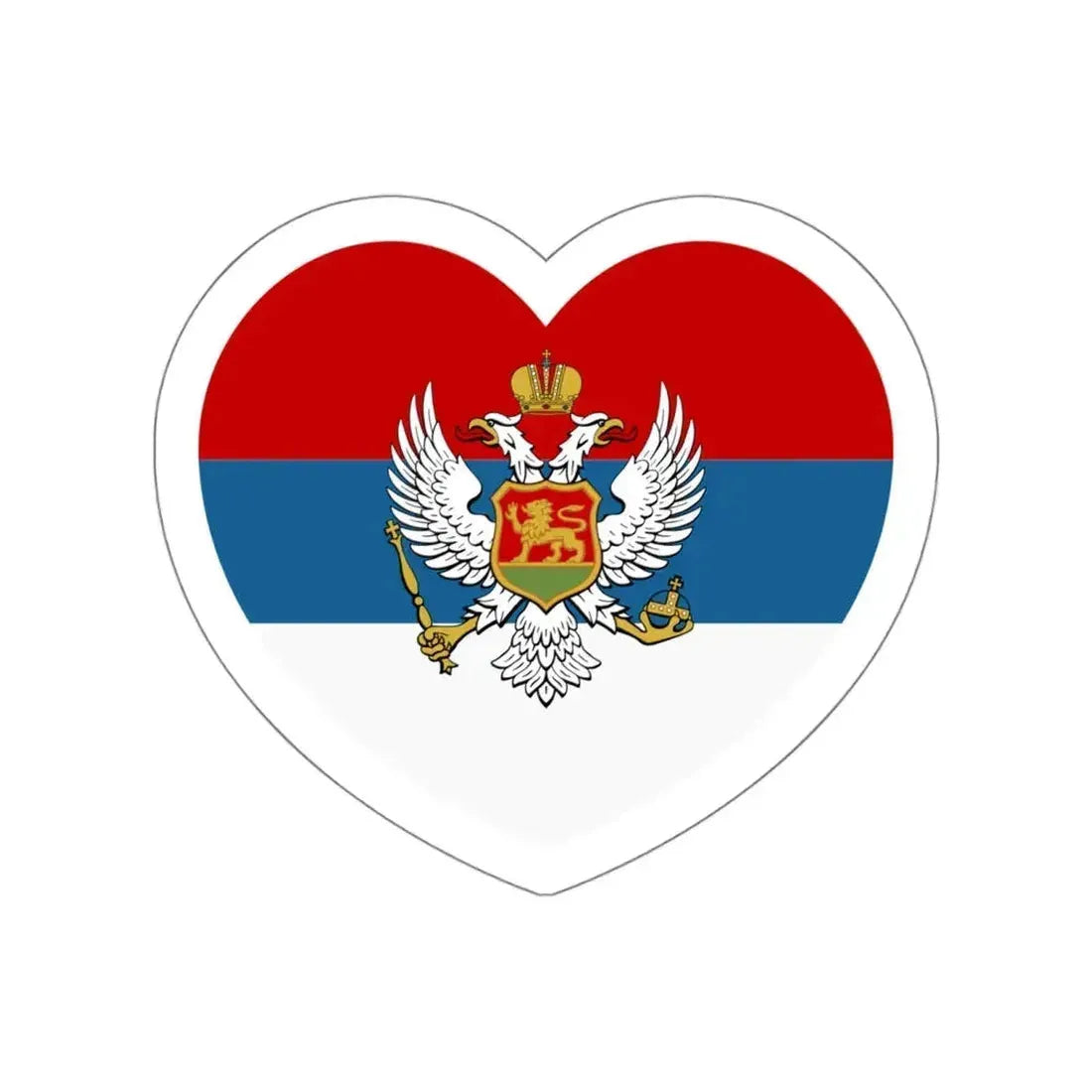 Heart Flag of Montenegro 1905-1918 - STICKER Vinyl Die-Cut Decal White Die-Cut 5 Inch - The Sticker Space