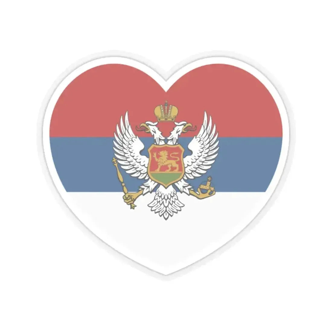 Heart Flag of Montenegro 1905-1918 - STICKER Vinyl Kiss-Cut Decal 2 Inch Transparent - The Sticker Space