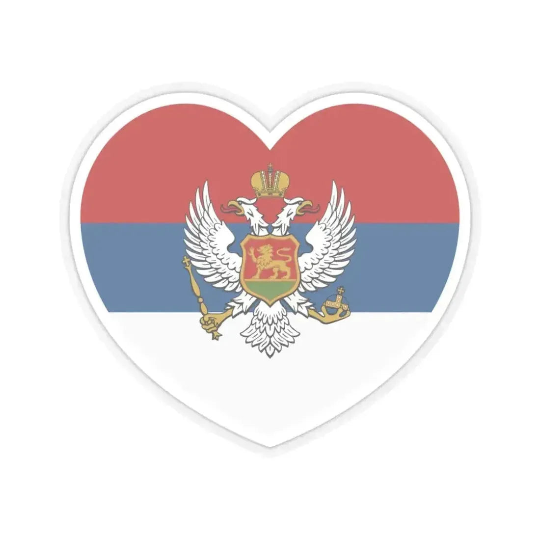 Heart Flag of Montenegro 1905-1918 - STICKER Vinyl Kiss-Cut Decal 3 Inch Transparent - The Sticker Space