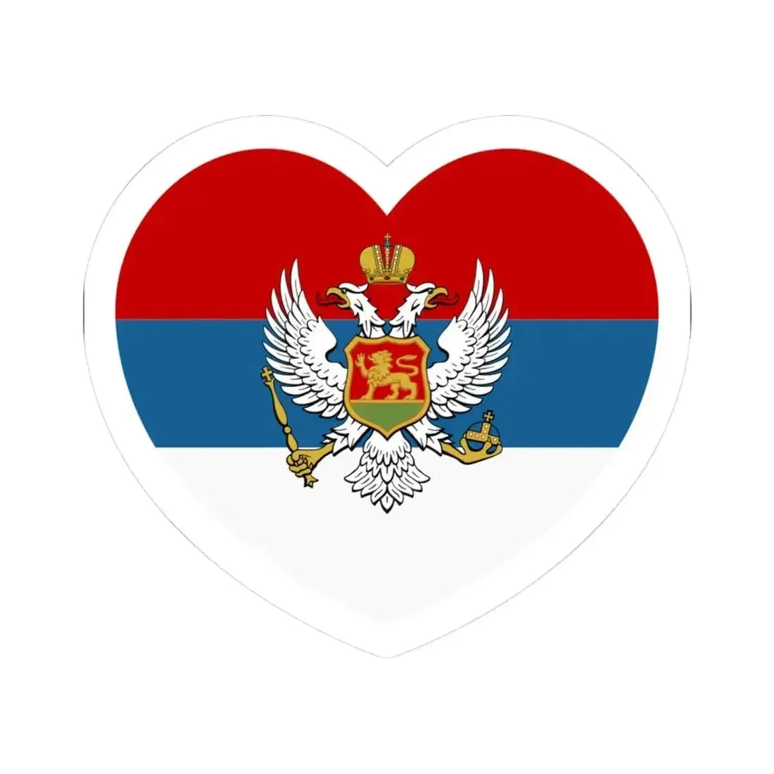 Heart Flag of Montenegro 1905-1918 - STICKER Vinyl Kiss-Cut Decal 3 Inch White - The Sticker Space