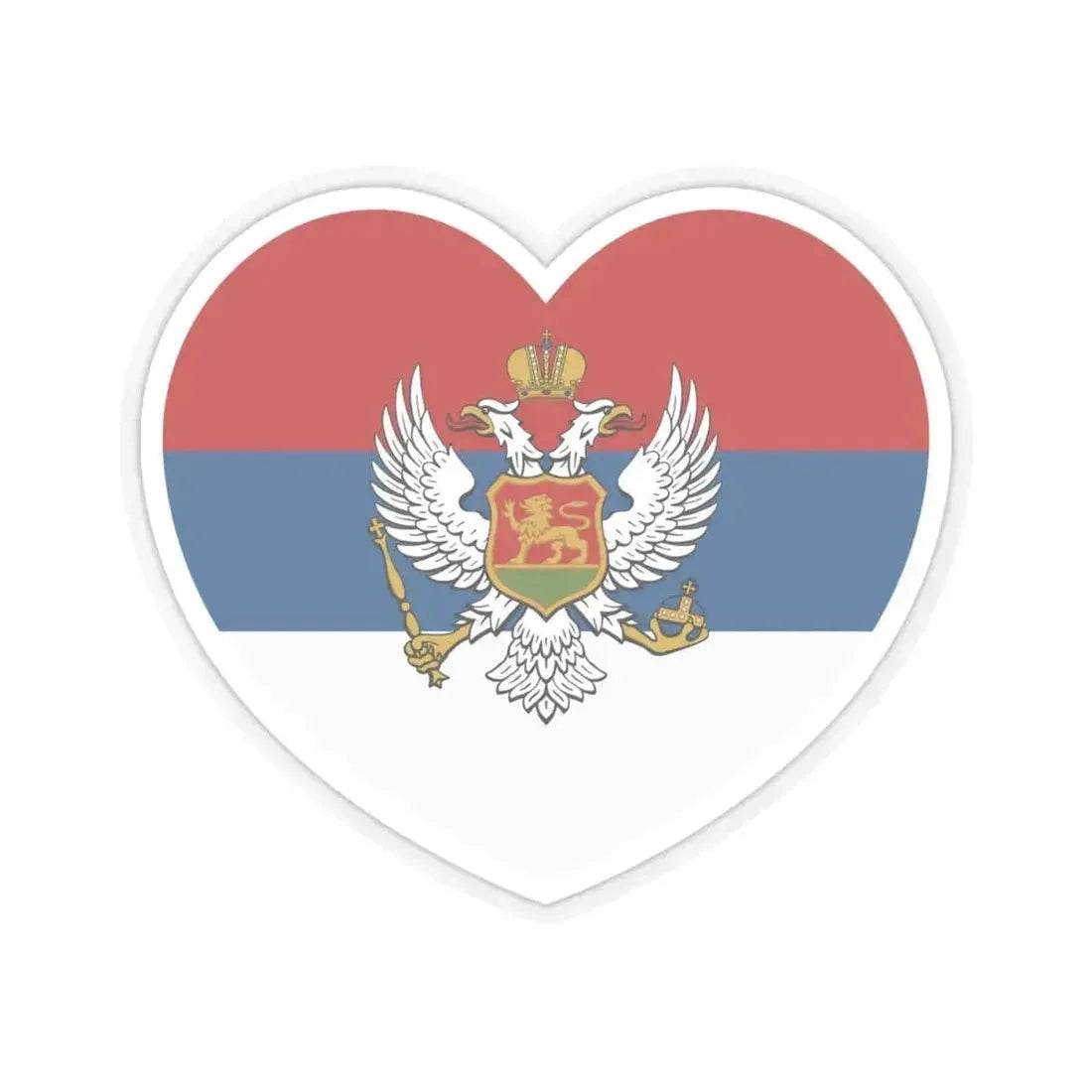 Heart Flag of Montenegro 1905-1918 - STICKER Vinyl Kiss-Cut Decal 4 Inch Transparent - The Sticker Space
