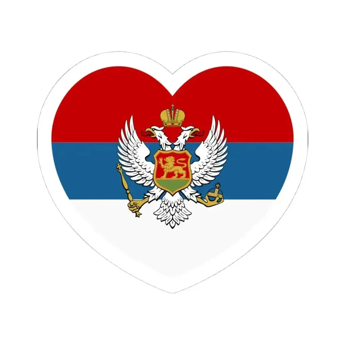 Heart Flag of Montenegro 1905-1918 - STICKER Vinyl Kiss-Cut Decal 4 Inch White - The Sticker Space