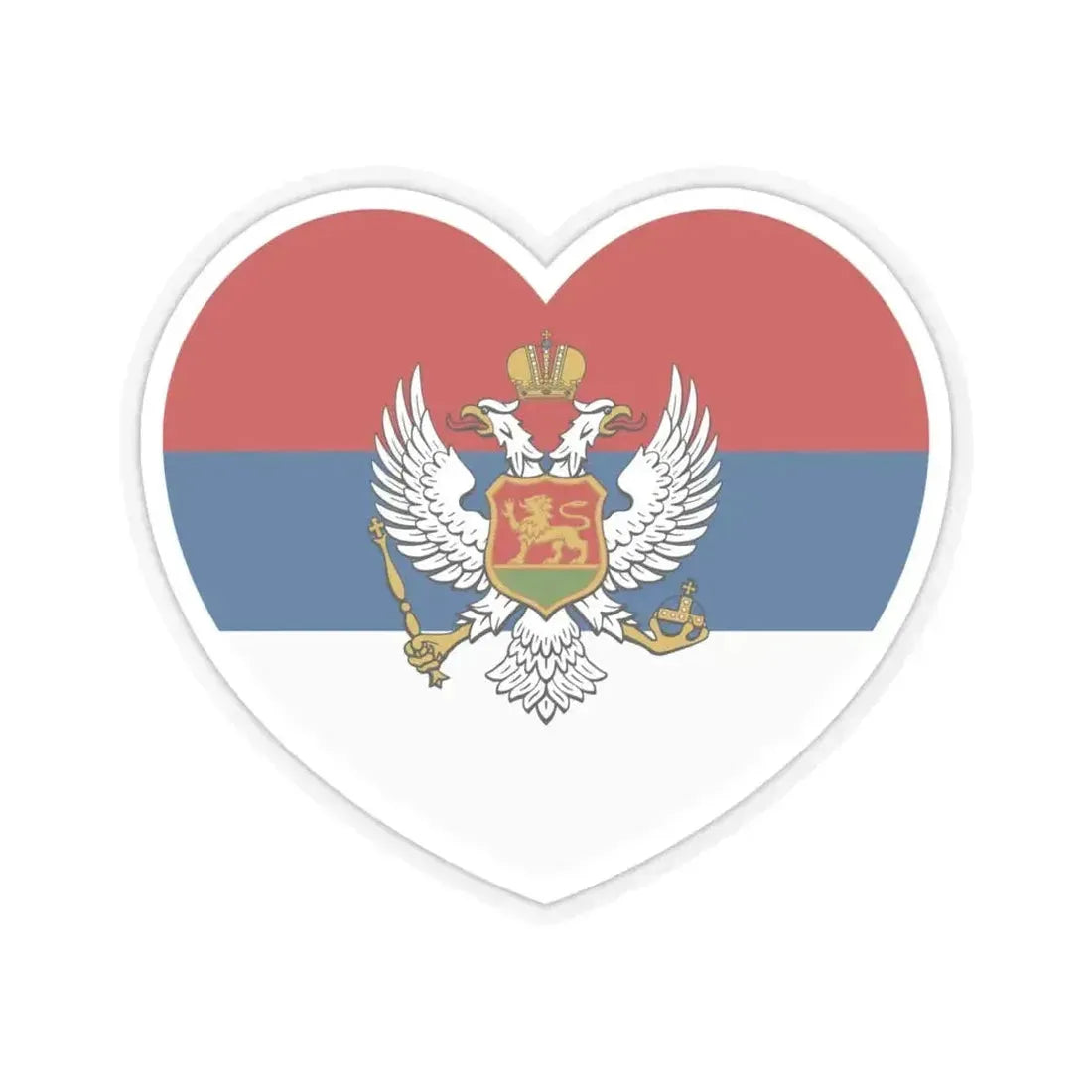 Heart Flag of Montenegro 1905-1918 - STICKER Vinyl Kiss-Cut Decal 6 Inch Transparent - The Sticker Space