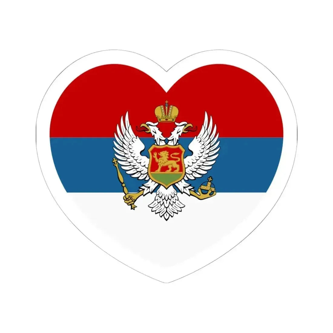 Heart Flag of Montenegro 1905-1918 - STICKER Vinyl Kiss-Cut Decal 6 Inch White - The Sticker Space
