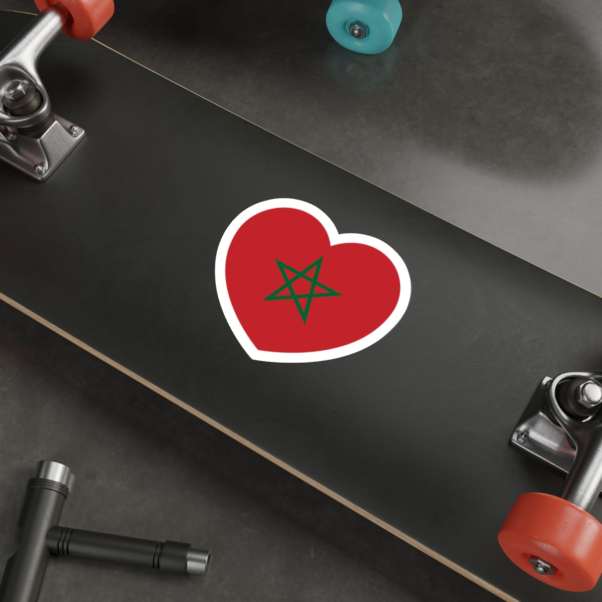 Heart Flag of Morocco - STICKER Vinyl Die-Cut Decal-The Sticker Space