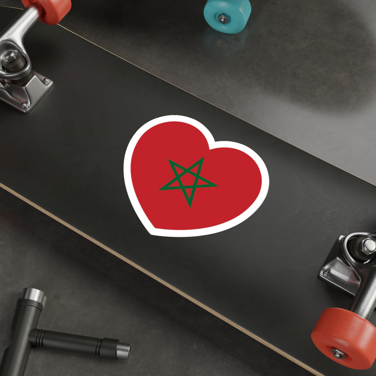 Heart Flag of Morocco - STICKER Vinyl Die-Cut Decal-The Sticker Space