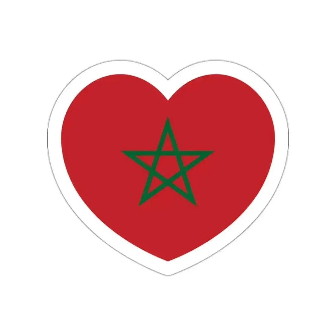 Heart Flag of Morocco - STICKER Vinyl Die-Cut Decal White Die-Cut 2 Inch - The Sticker Space