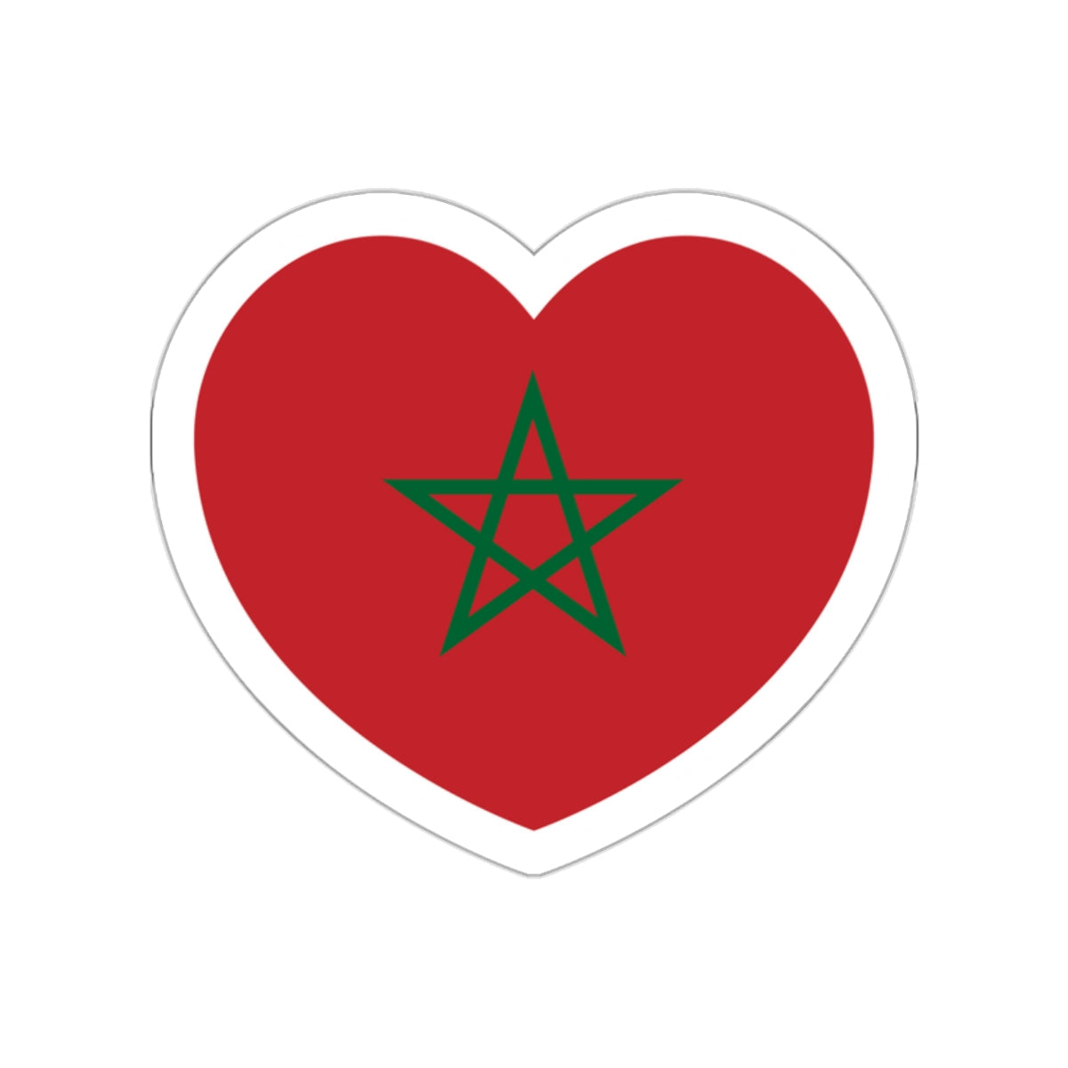 Heart Flag of Morocco - STICKER Vinyl Die-Cut Decal-White-The Sticker Space