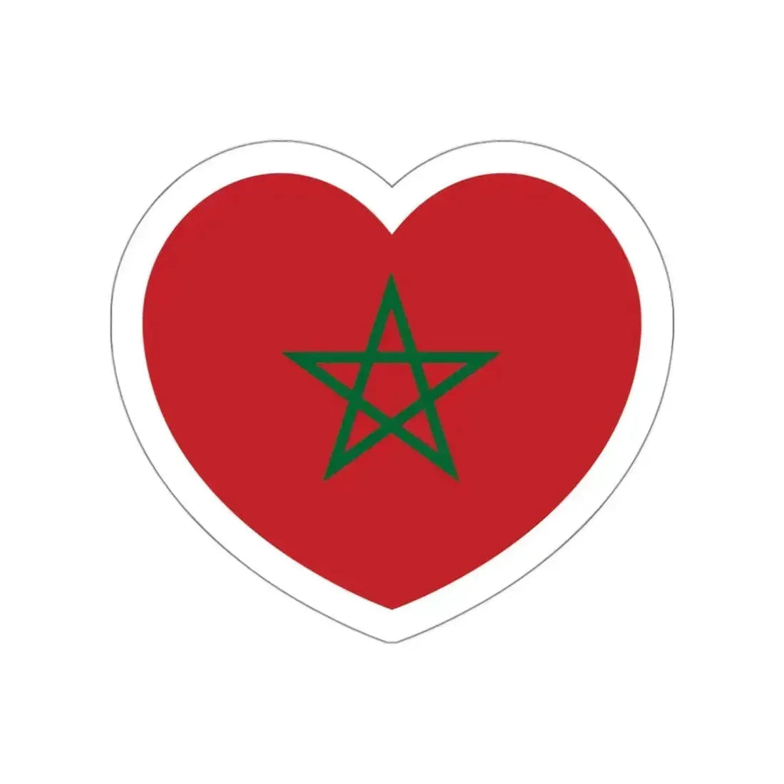 Heart Flag of Morocco - STICKER Vinyl Die-Cut Decal White Die-Cut 3 Inch - The Sticker Space