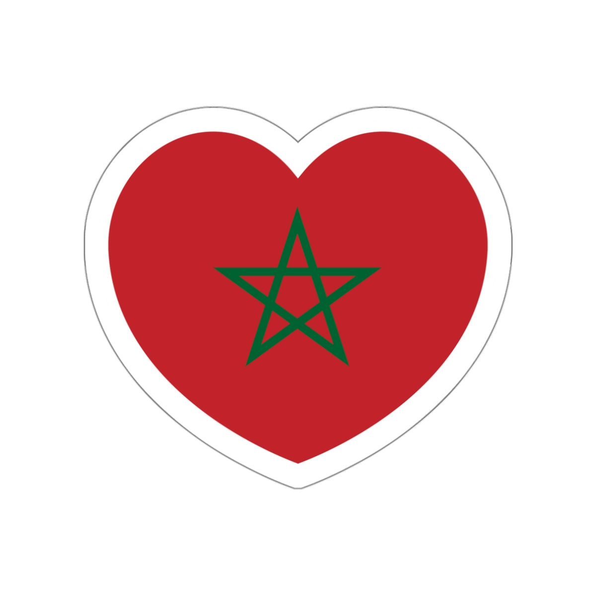 Heart Flag of Morocco - STICKER Vinyl Die-Cut Decal-White-The Sticker Space