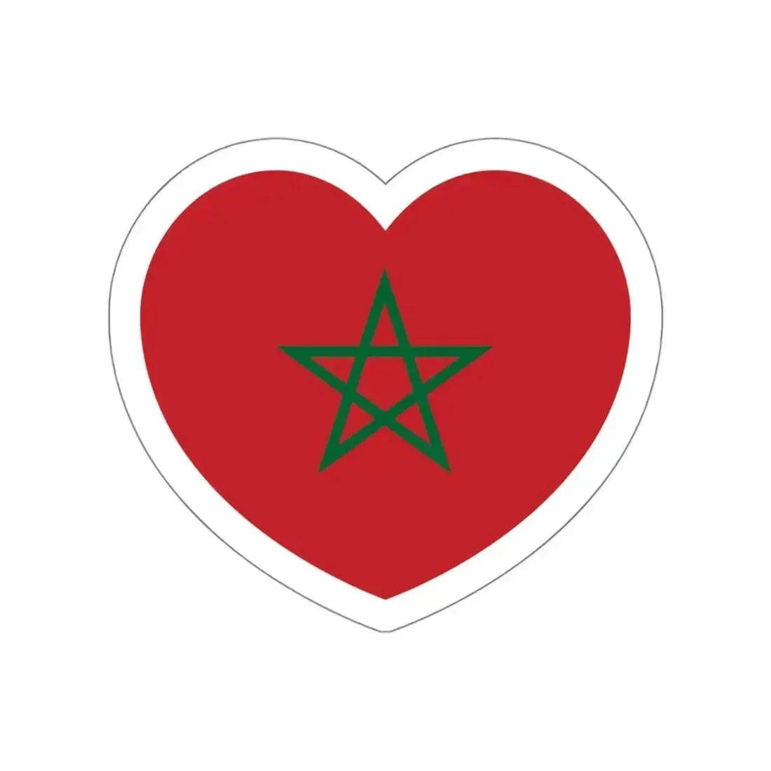 Heart Flag of Morocco - STICKER Vinyl Die-Cut Decal White Die-Cut 6 Inch - The Sticker Space