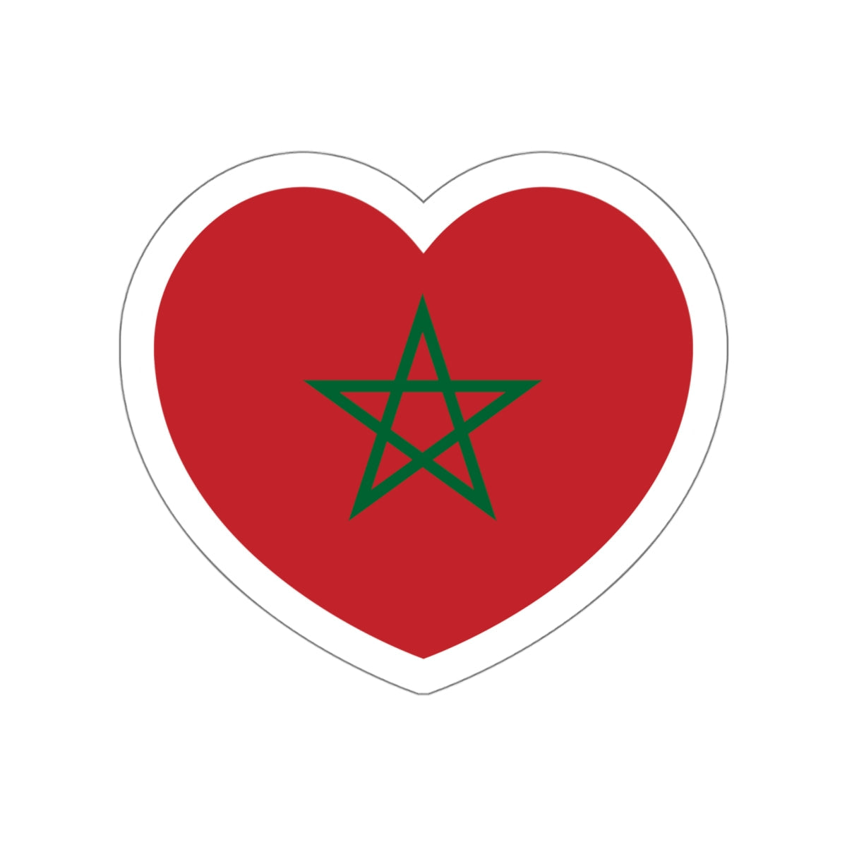 Heart Flag of Morocco - STICKER Vinyl Die-Cut Decal-White-The Sticker Space