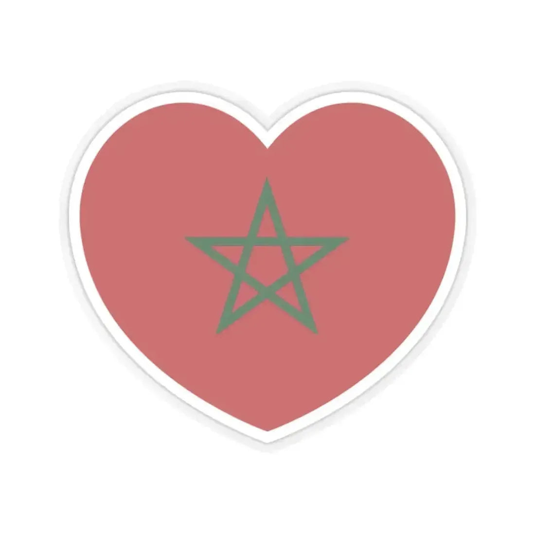 Heart Flag of Morocco - STICKER Vinyl Kiss-Cut Decal 2 Inch Transparent - The Sticker Space
