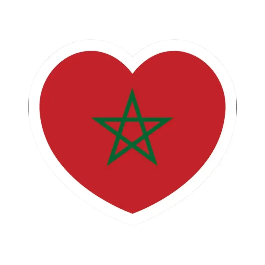 Heart Flag of Morocco - STICKER Vinyl Kiss-Cut Decal 2 Inch White - The Sticker Space