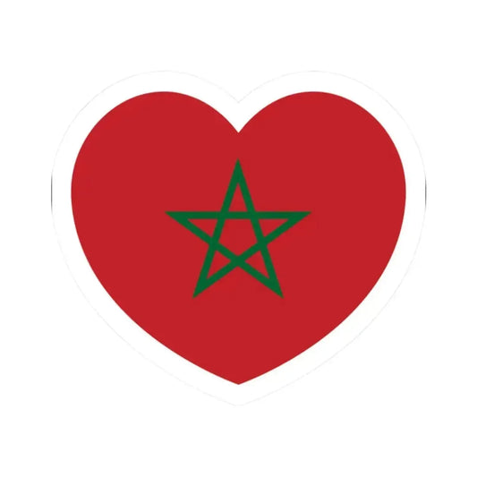 Heart Flag of Morocco - STICKER Vinyl Kiss-Cut Decal 2 Inch White - The Sticker Space