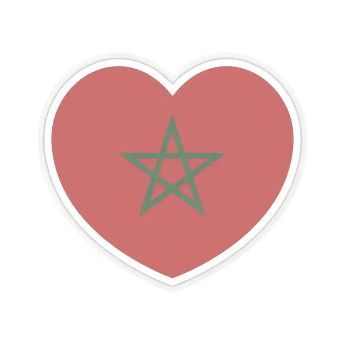 Heart Flag of Morocco - STICKER Vinyl Kiss-Cut Decal 3 Inch Transparent - The Sticker Space