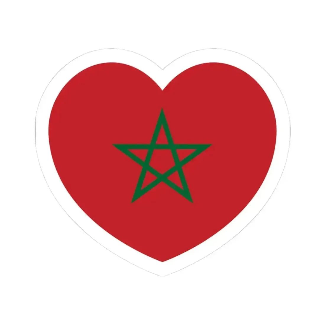 Heart Flag of Morocco - STICKER Vinyl Kiss-Cut Decal 3 Inch White - The Sticker Space