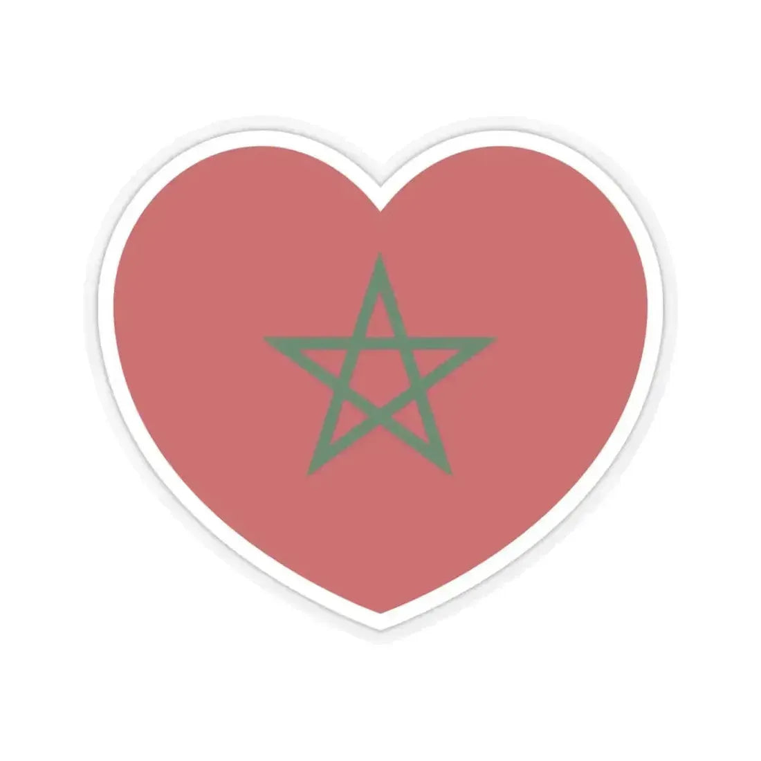 Heart Flag of Morocco - STICKER Vinyl Kiss-Cut Decal 4 Inch Transparent - The Sticker Space
