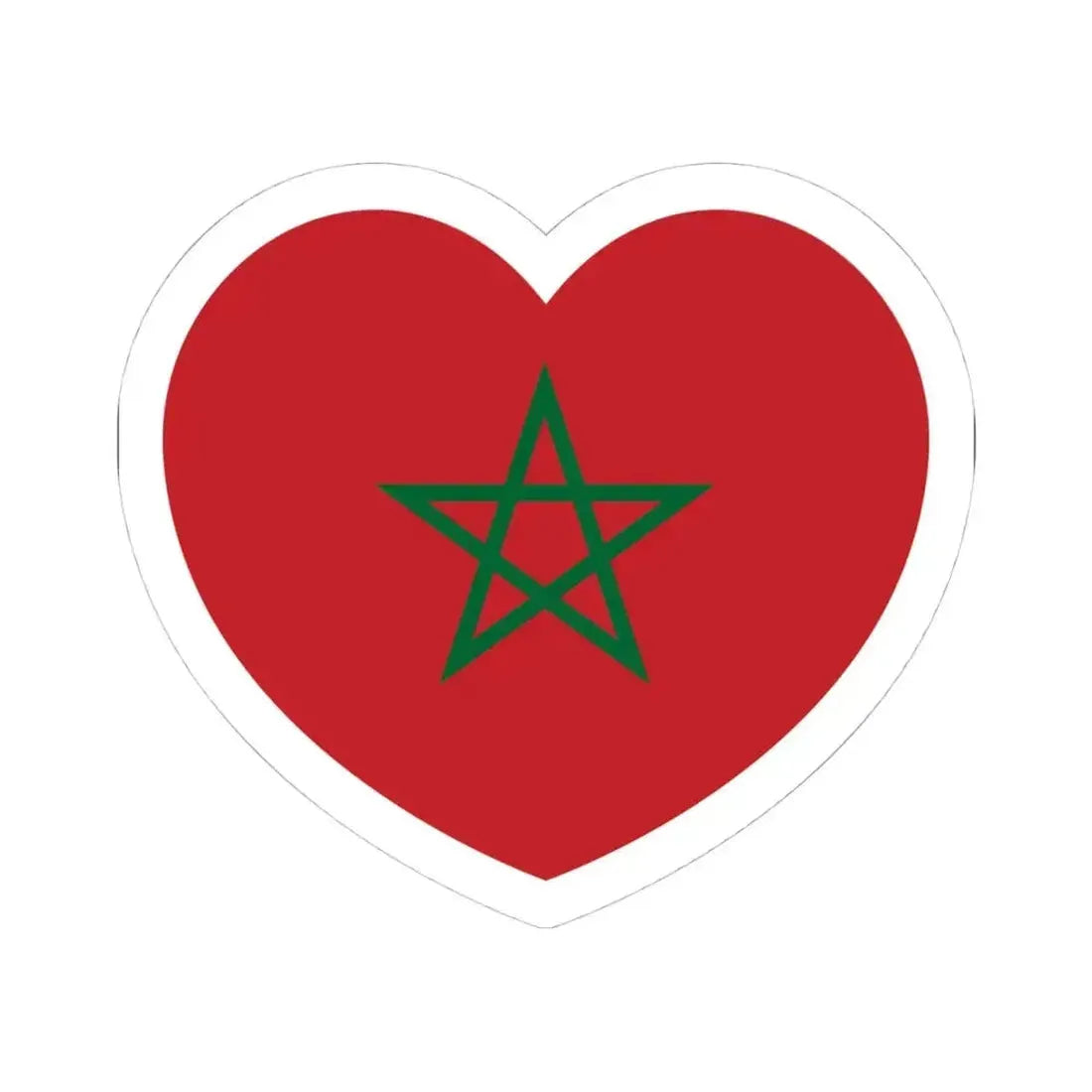 Heart Flag of Morocco - STICKER Vinyl Kiss-Cut Decal 4 Inch White - The Sticker Space