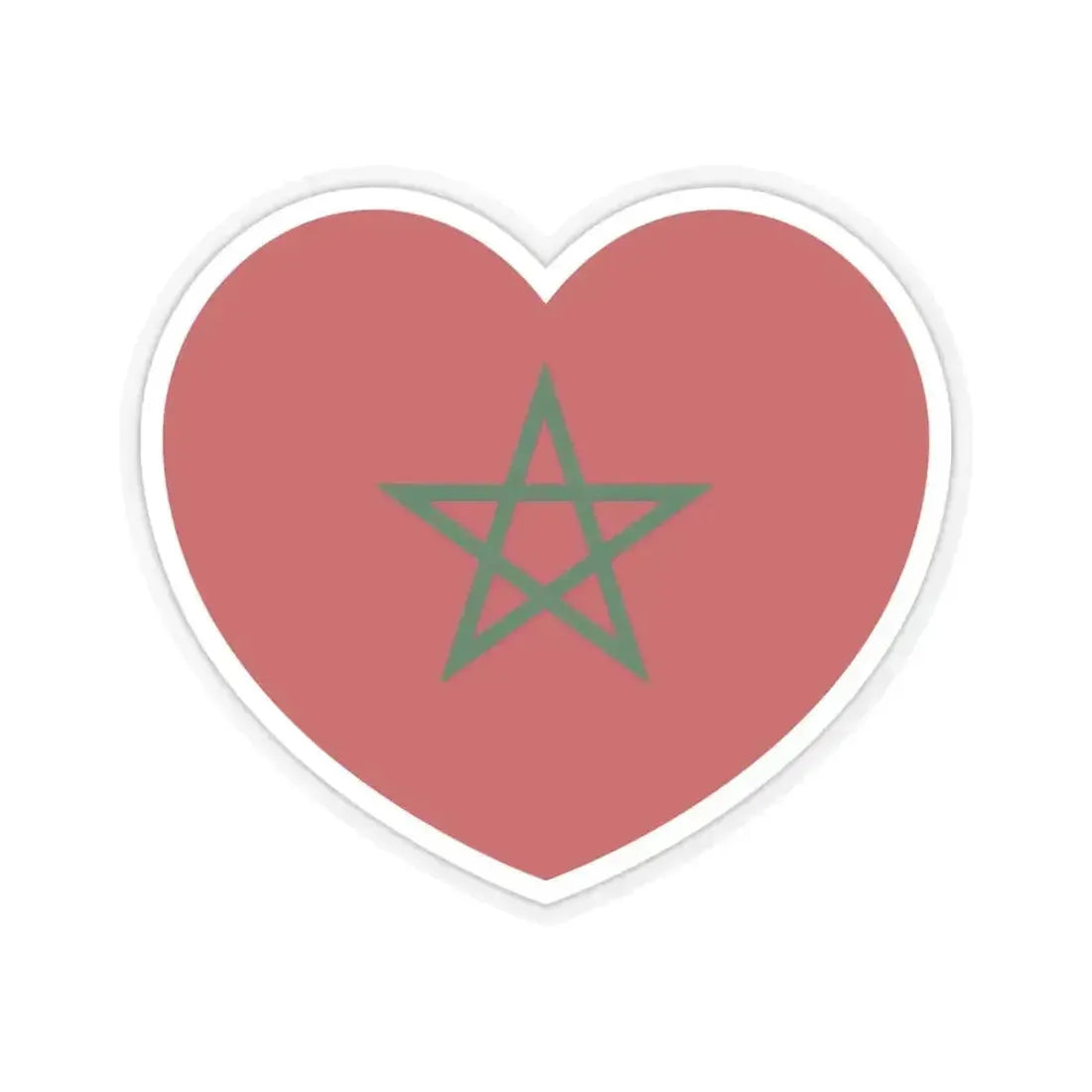 Heart Flag of Morocco - STICKER Vinyl Kiss-Cut Decal 6 Inch Transparent - The Sticker Space