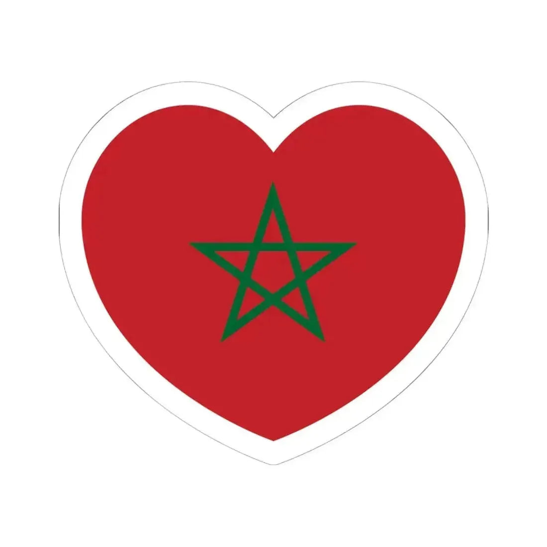 Heart Flag of Morocco - STICKER Vinyl Kiss-Cut Decal 6 Inch White - The Sticker Space