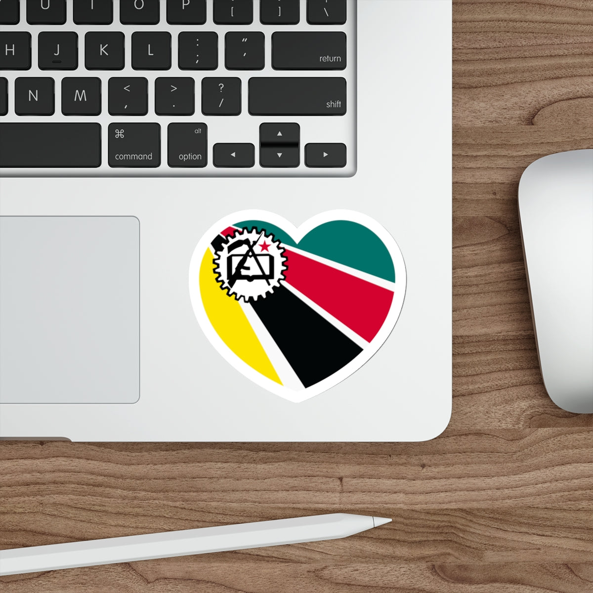 Heart Flag of Mozambique 1975-1983 - STICKER Vinyl Die-Cut Decal-The Sticker Space