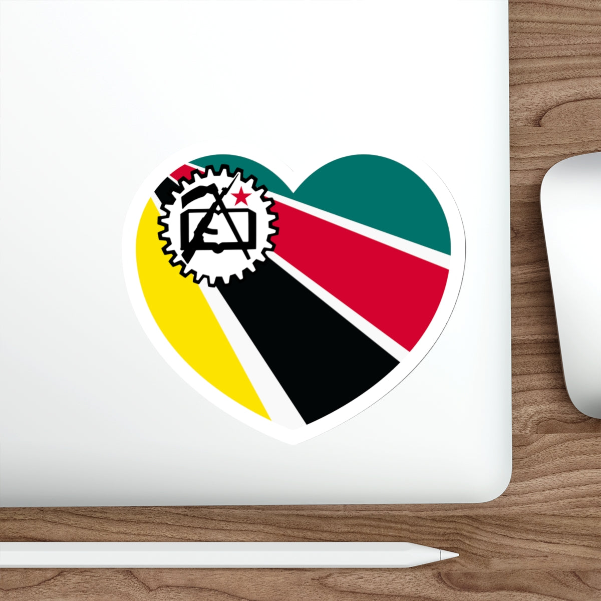 Heart Flag of Mozambique 1975-1983 - STICKER Vinyl Die-Cut Decal-The Sticker Space