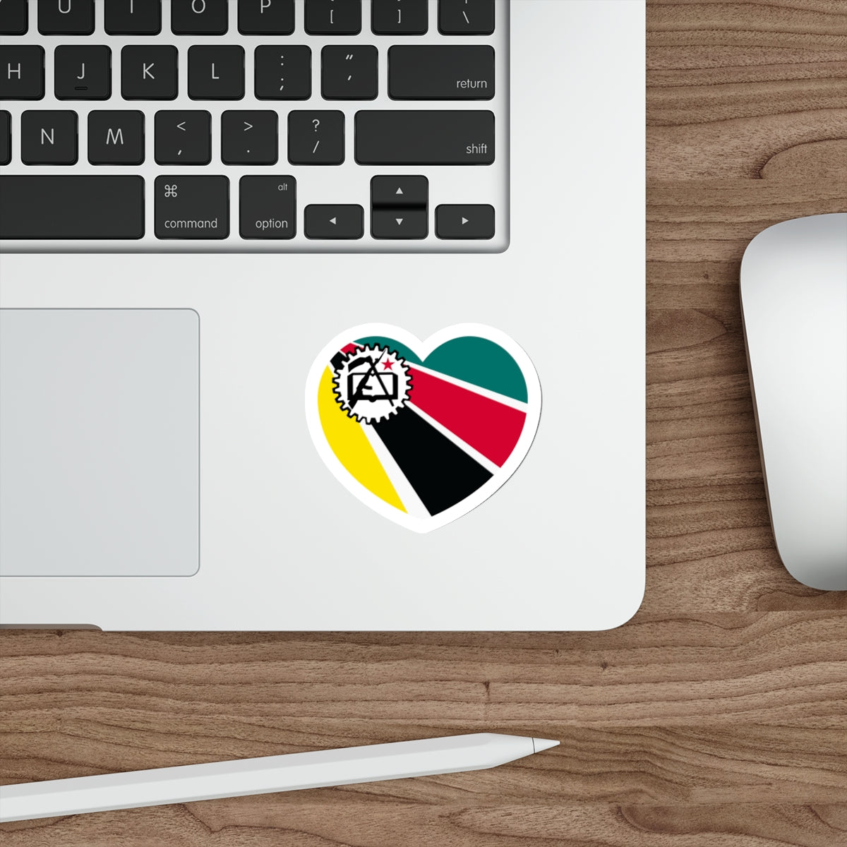 Heart Flag of Mozambique 1975-1983 - STICKER Vinyl Die-Cut Decal-The Sticker Space