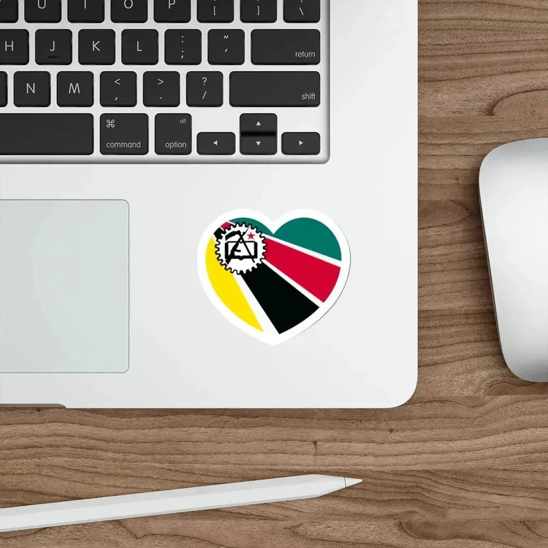 Heart Flag of Mozambique 1975-1983 - STICKER Vinyl Die-Cut Decal - The Sticker Space
