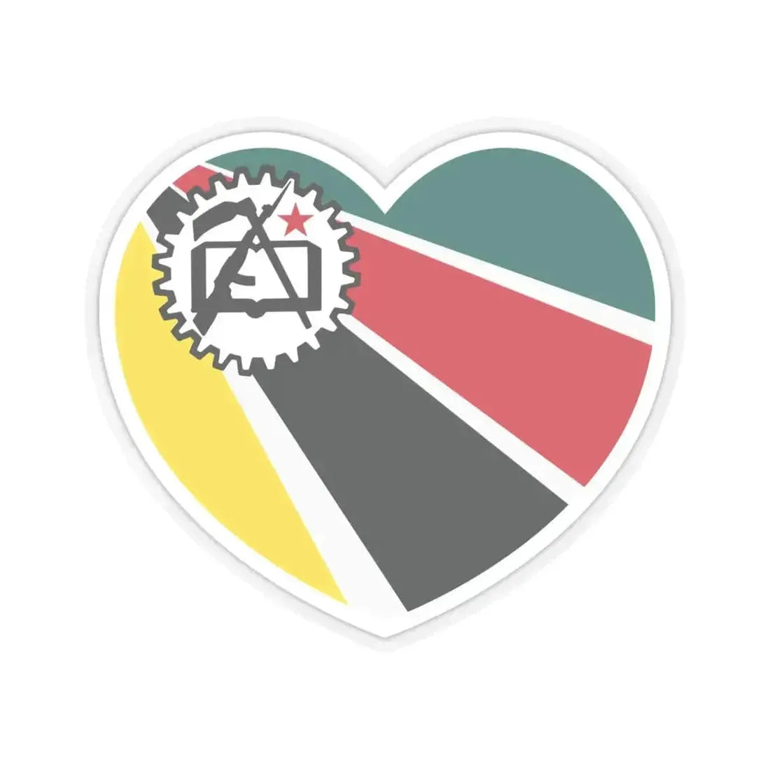 Heart Flag of Mozambique 1975-1983 - STICKER Vinyl Kiss-Cut Decal 4 Inch Transparent - The Sticker Space