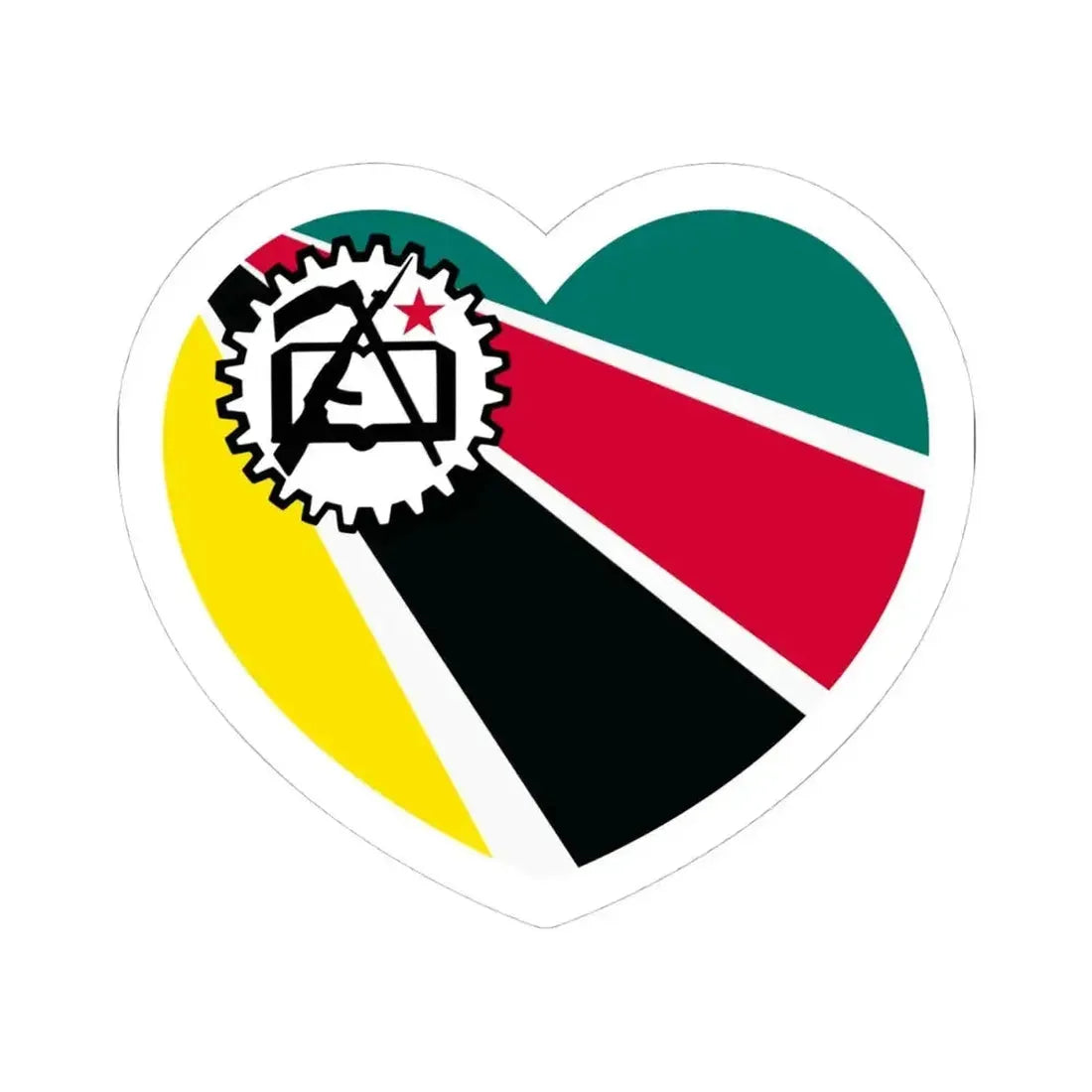 Heart Flag of Mozambique 1975-1983 - STICKER Vinyl Kiss-Cut Decal 4 Inch White - The Sticker Space