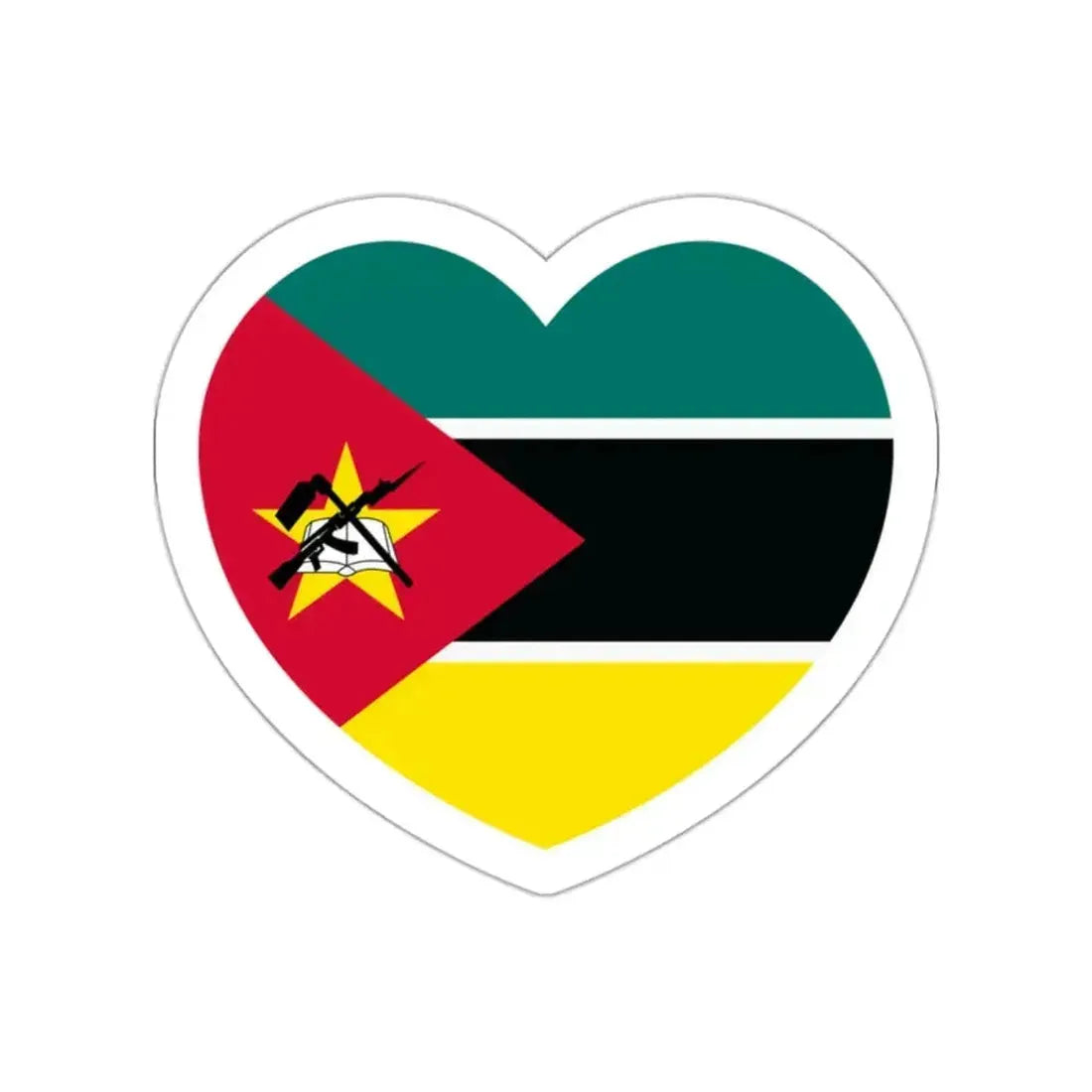 Heart Flag of Mozambique - STICKER Vinyl Die-Cut Decal White Die-Cut 2 Inch - The Sticker Space