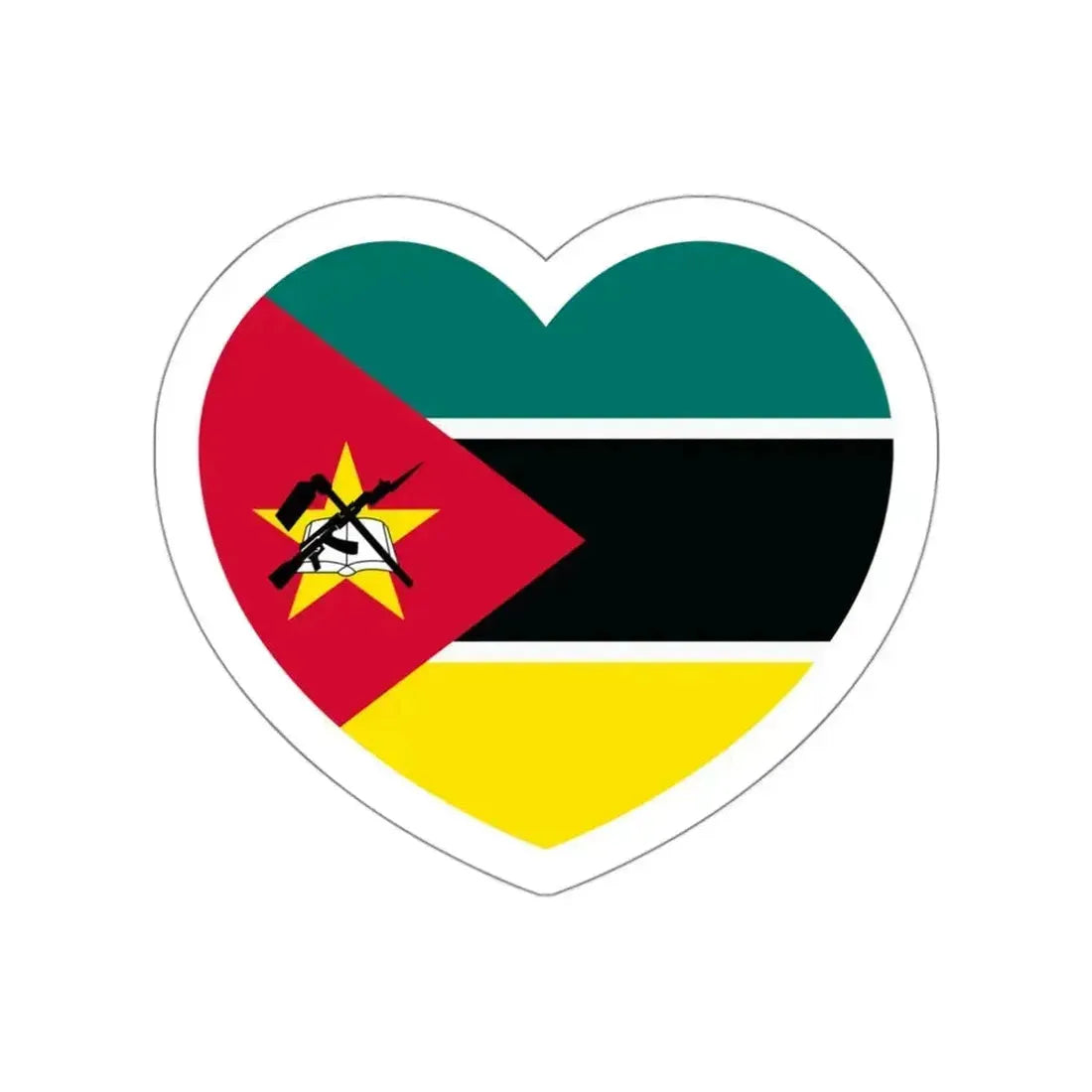 Heart Flag of Mozambique - STICKER Vinyl Die-Cut Decal White Die-Cut 3 Inch - The Sticker Space