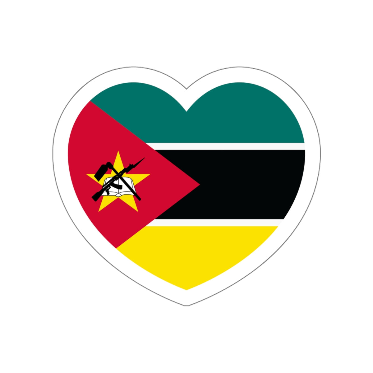 Heart Flag of Mozambique - STICKER Vinyl Die-Cut Decal-White-The Sticker Space