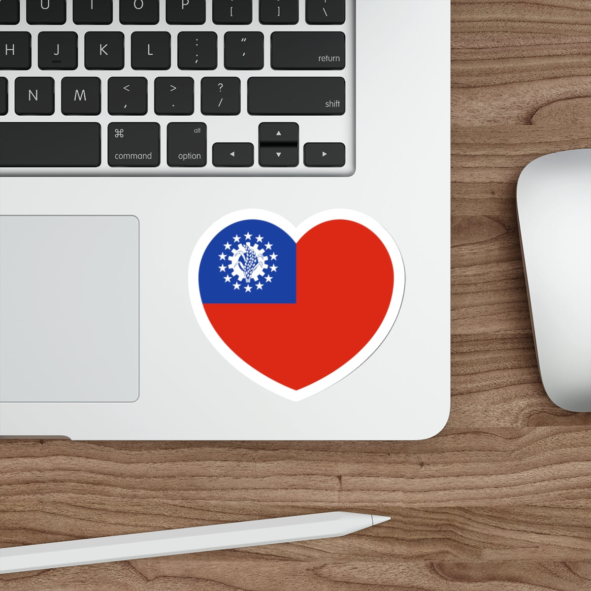 Heart Flag of Myanmar 1974-2010 - STICKER Vinyl Die-Cut Decal-The Sticker Space