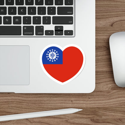 Heart Flag of Myanmar 1974-2010 - STICKER Vinyl Die-Cut Decal-The Sticker Space