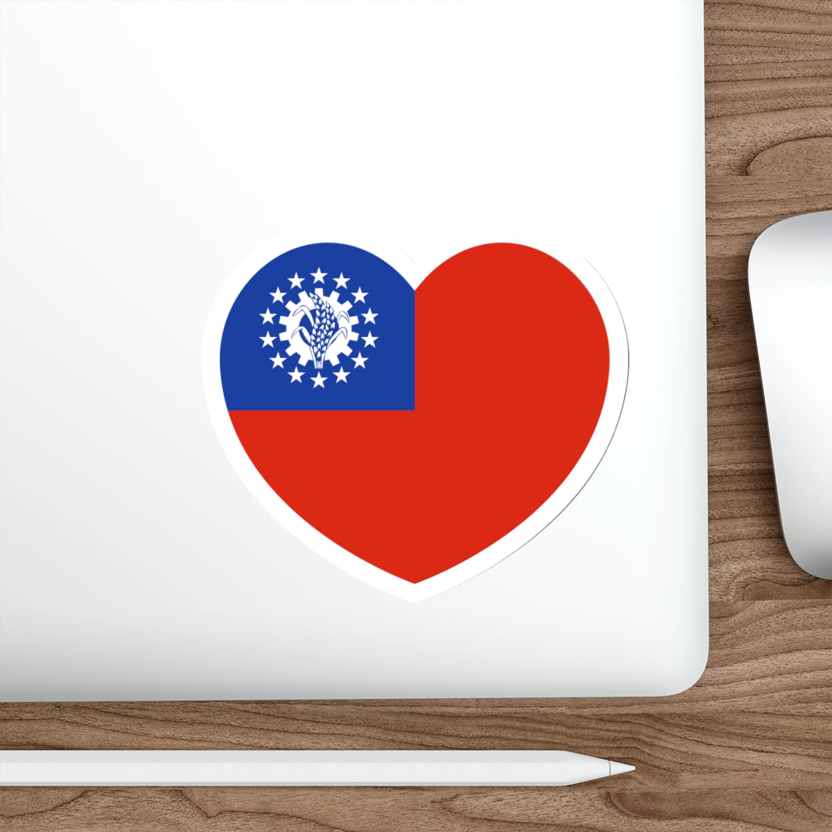 Heart Flag of Myanmar 1974-2010 - STICKER Vinyl Die-Cut Decal-The Sticker Space