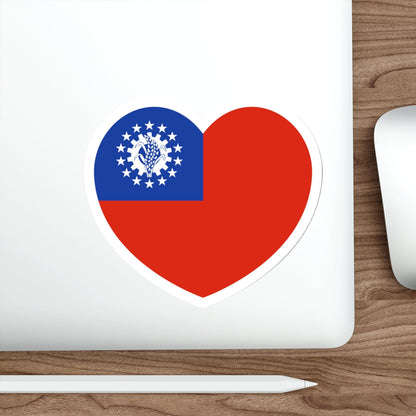 Heart Flag of Myanmar 1974-2010 - STICKER Vinyl Die-Cut Decal-The Sticker Space